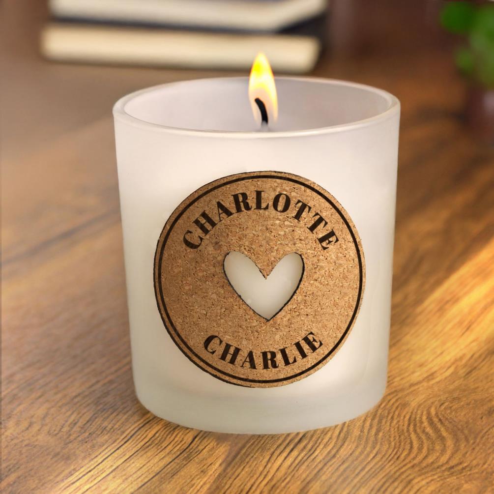Personalised Heart Cork Label Jar Candle Extra Image 3